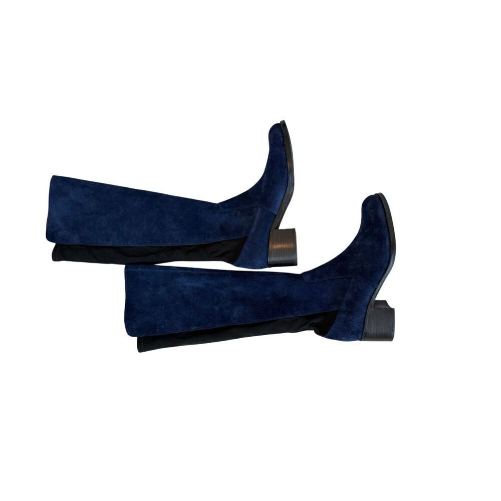 Vince Camuto Womens Blue Black Suede Stretch Tall Knee High Heeled Boots Sz 8.5